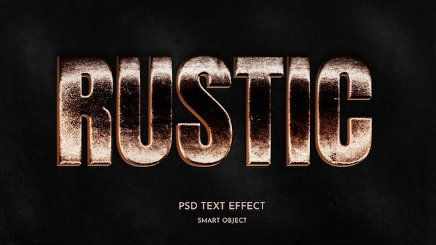 Efeito de estilo de texto de metal rústico