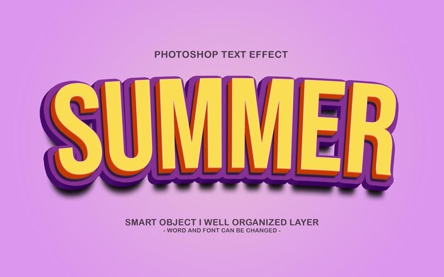 PSD efeito de estilo de texto de verão 3d editável