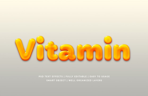 PSD efeito de estilo de texto de vitamina