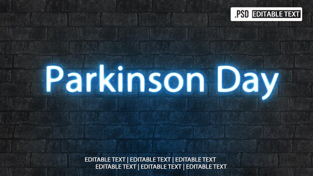 Efeito de estilo de texto do Dia de Parkinson