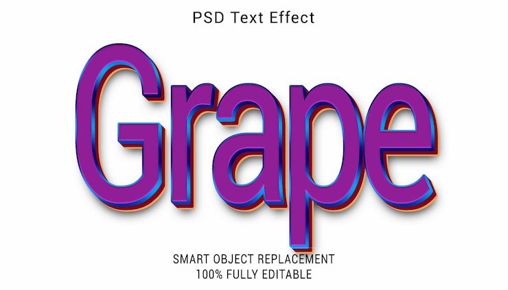 PSD efeito de estilo de texto do logotipo da uva