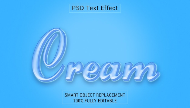 Efeito de estilo de texto do logotipo PSD Cream
