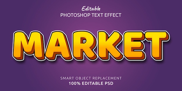 Efeito de estilo de texto do photoshop editável pelo mercado