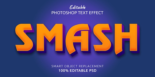 Efeito de estilo de texto editável do photoshop para esmagar