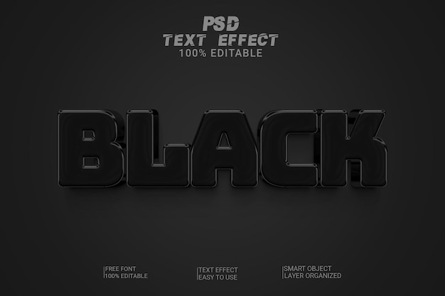 efeito de estilo de texto editável em preto 3d