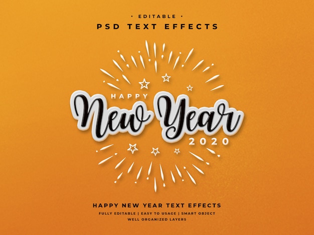 PSD efeito de estilo de texto editável feliz ano novo 2020