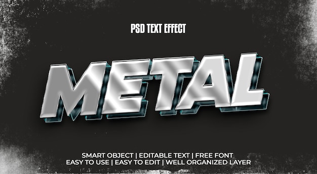 Efeito de estilo de texto em metal