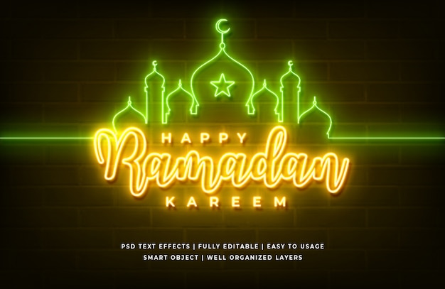 Efeito de estilo de texto feliz Ramadan Kareem