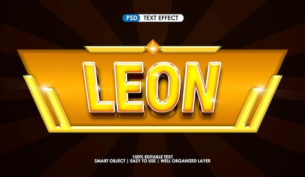 Efeito de estilo de texto premium do título do jogo leon
