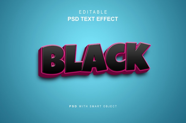 PSD efeito de estilo de texto preto 3d