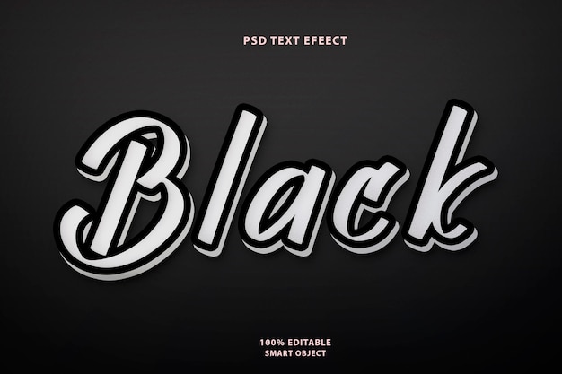 Efeito de estilo de texto preto psd gratuito
