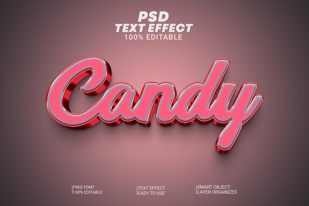 Efeito de estilo de texto psd candy