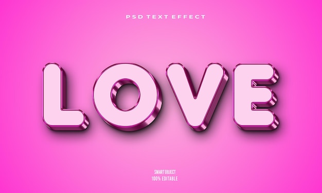 efeito de estilo de texto psd love