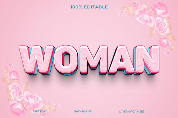 Efeito de estilo de texto psd woman 3d