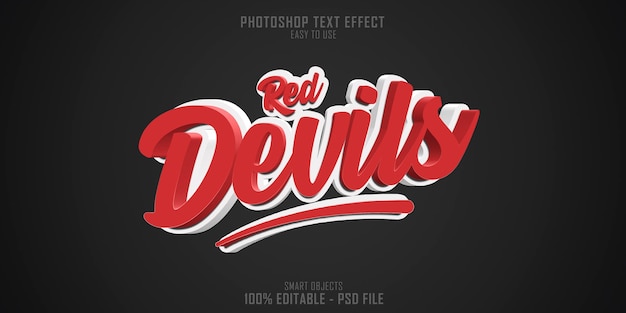 PSD efeito de estilo de texto red devils 3d