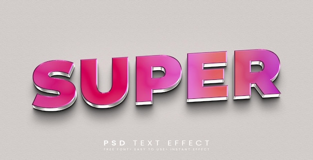 PSD efeito de estilo de texto super 3d de cor gradiente