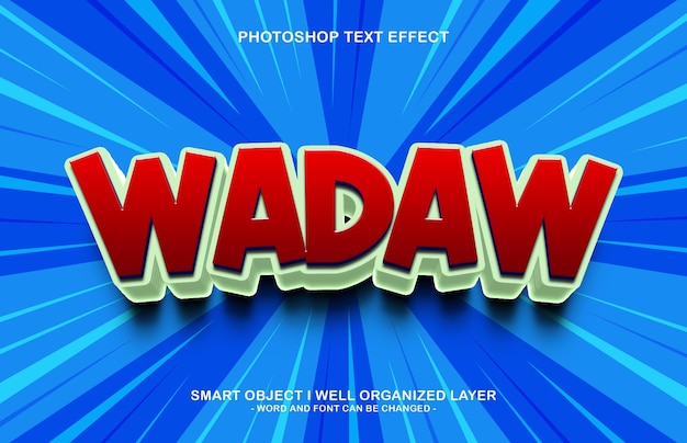 Efeito de estilo de texto wadaw 3D editável