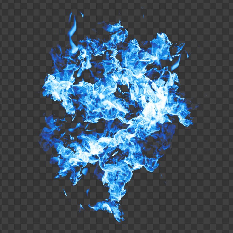 PSD efeito de faíscas de fogo azul isolado em fundo transparente