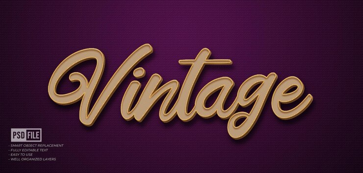 PSD efeito de fonte de estilo 3d editável de texto vintage