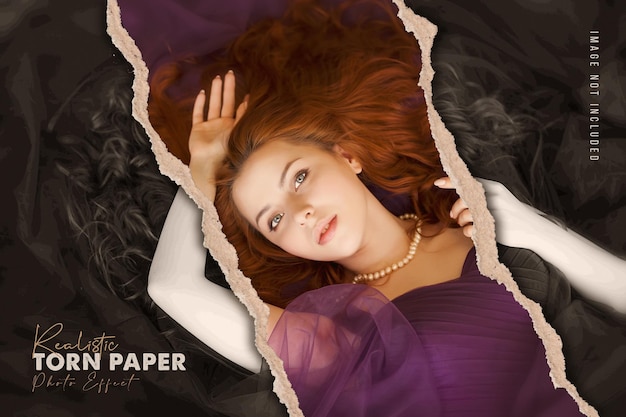 Efeito de foto de papel rasgado