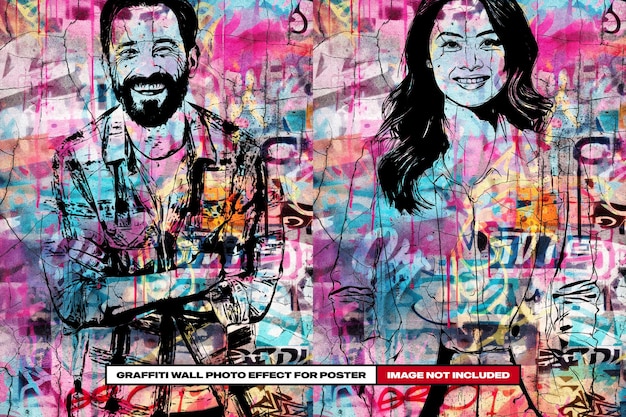 Efeito de foto de parede de graffiti para cartaz