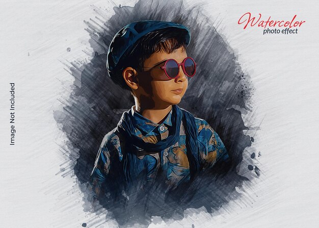 Efeito de foto de pincel de pintura artística em aquarela