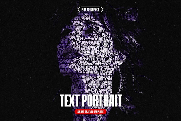 Efeito de foto de retrato de texto