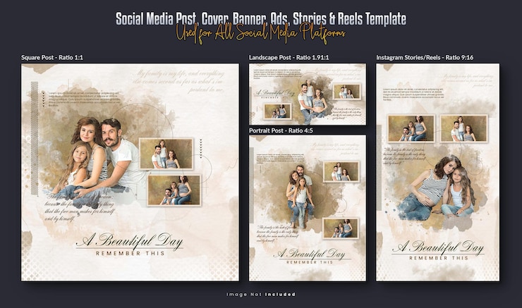 PSD efeito de foto instagram banners reels história ou social media posts template bundle