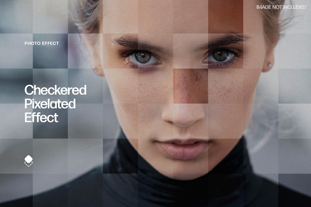 PSD efeito de foto pixelada quadriculada