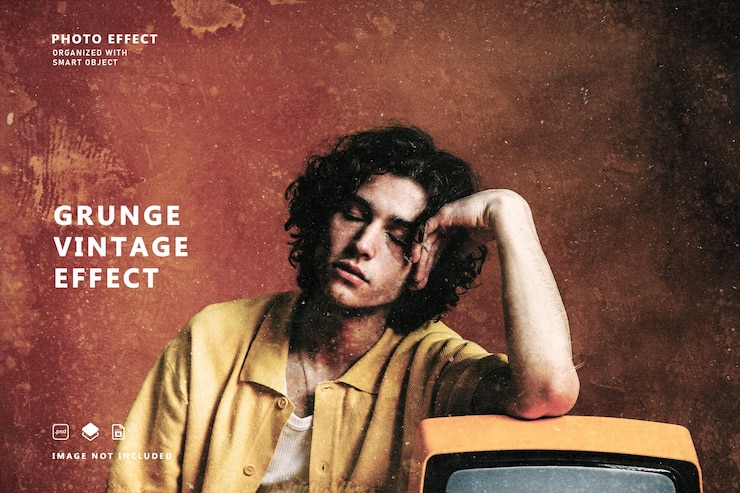 PSD efeito de foto vintage grunge