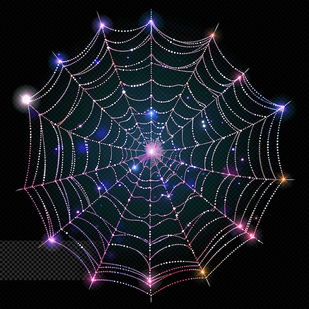 PSD efeito de luz de teia de aranha colorida fundo transparente