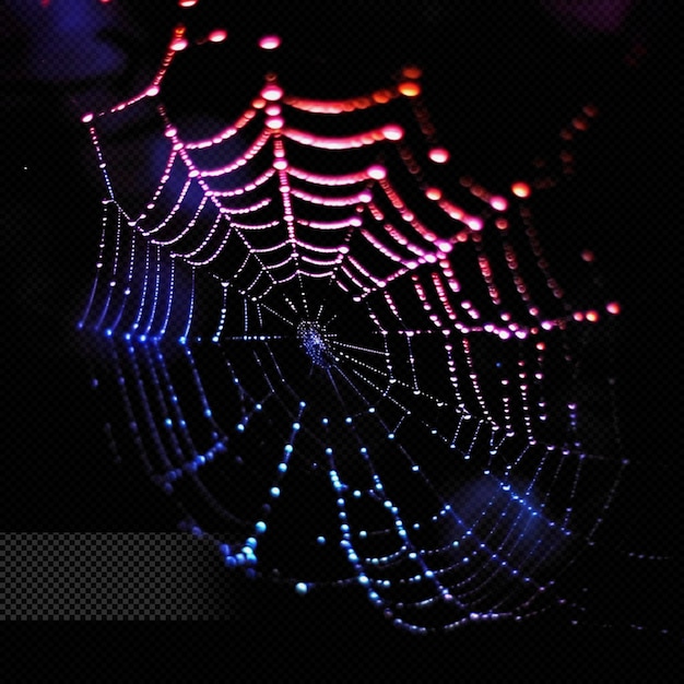 Efeito de luz de teia de aranha colorida fundo transparente