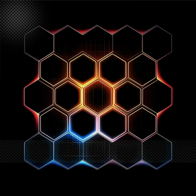 PSD efeito de luz hexagonal fundo transparente