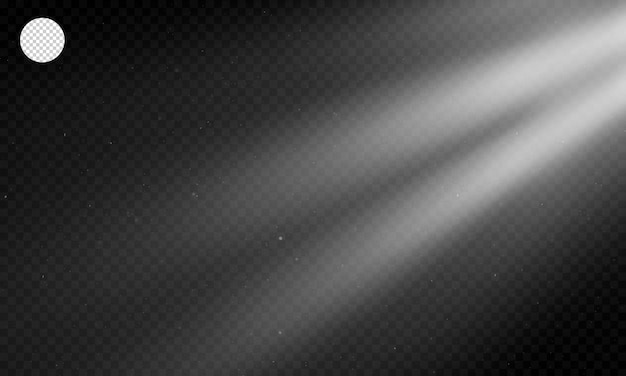 Efeito de luz raia clara, holofotes em fundo transparente