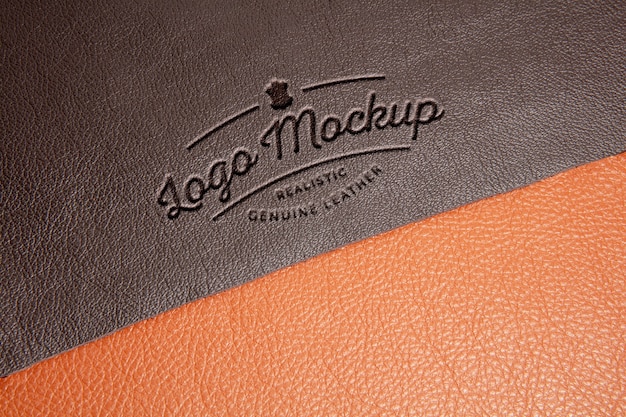 PSD efeito de mock-up de logotipo em material de couro