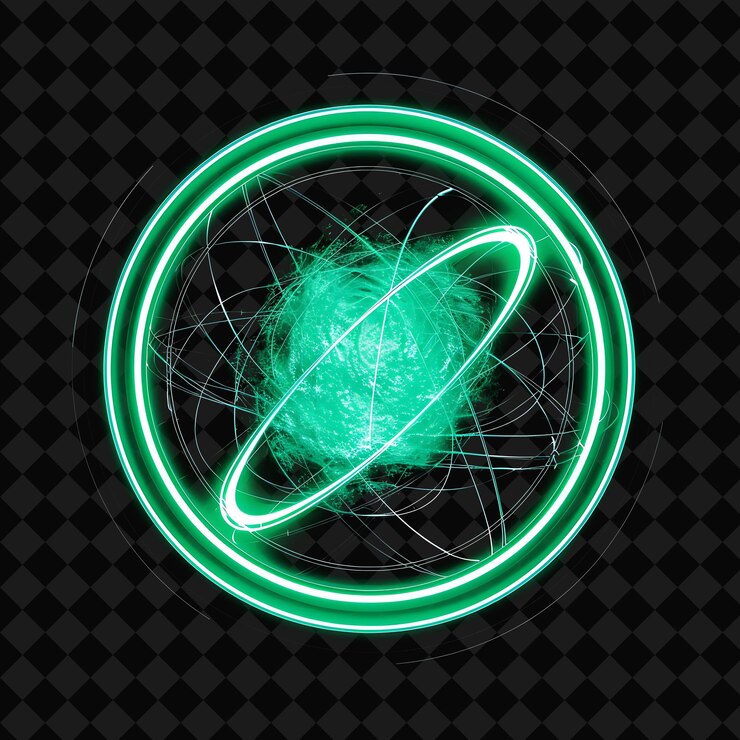 PSD efeito de néon pulsante em um pulsar com uma silhueta circular png y2k neon space designs