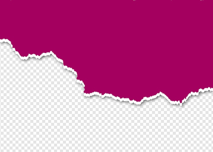 PSD efeito de papel rasgado com fundo roxo e transparente para design
