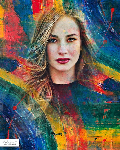 Efeito de pintura de foto de retrato moderno exclusivo colorido