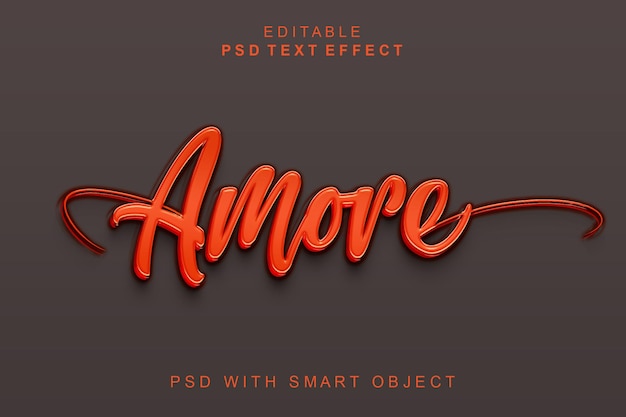 Efeito de texto 3D Amore