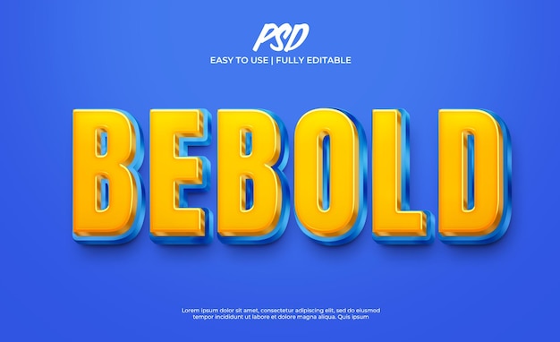 Efeito de texto 3d azul Bebold