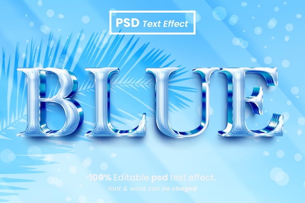 PSD efeito de texto 3d azul