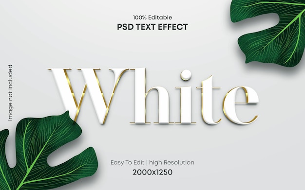 Efeito de texto 3d branco de luxo