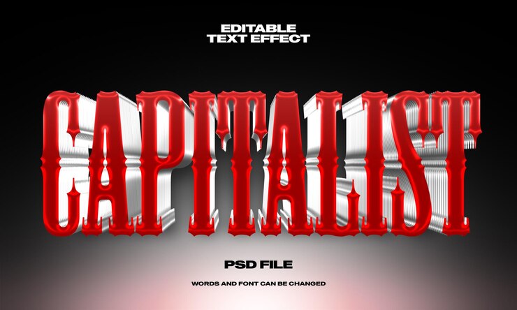 Efeito de texto 3d capitalista editável