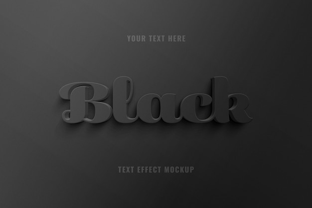 PSD efeito de texto 3d com letras pretas