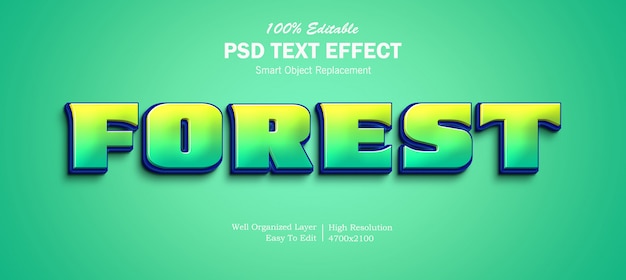 Efeito de texto 3d da floresta