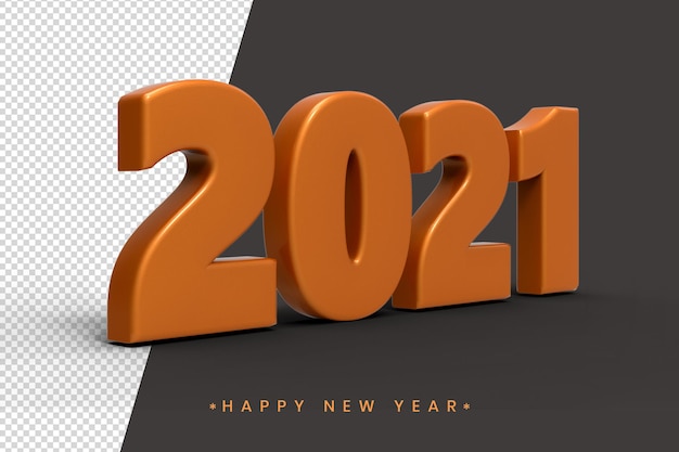 Efeito de texto 3d de ano novo de 2021