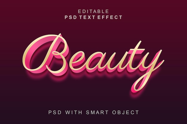 Efeito de texto 3d de beleza