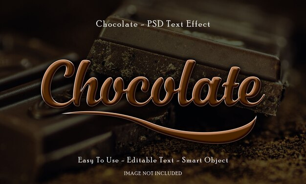 PSD efeito de texto 3d de chocolate