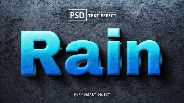 Efeito de texto 3d de chuva editável