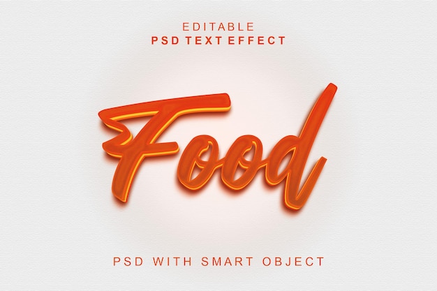 Efeito de texto 3d de comida